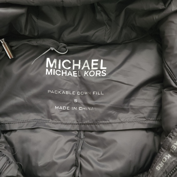 Michael Kors Quilted Packable Hooded Puffer Jacket ~GUN METAL ~SMALL **NEW - Picture 8 of 15